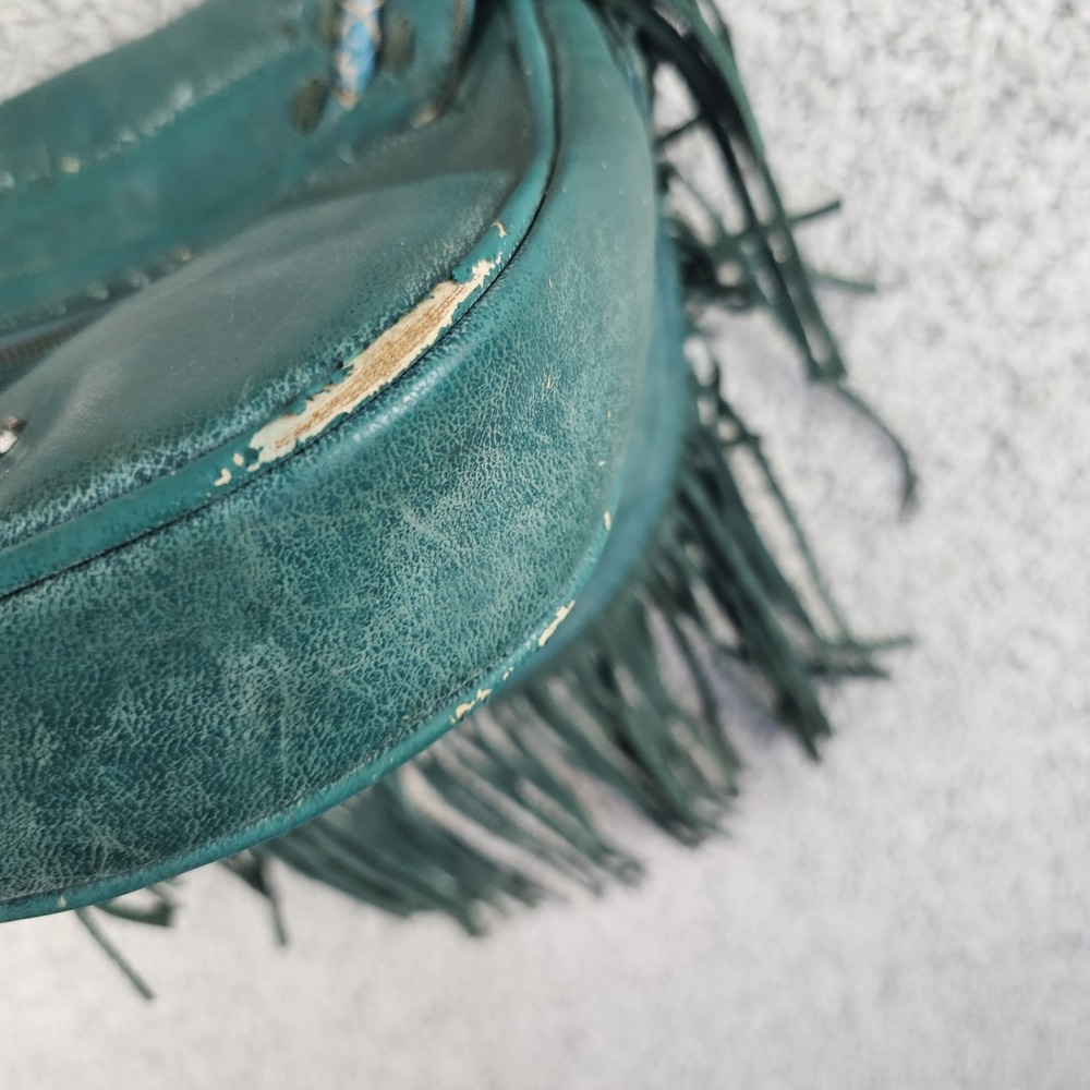 Wrangler Turquoise Fringe Crossbody Messenger Bag Floral Southwest Whipstitch - Picture 11 of 15